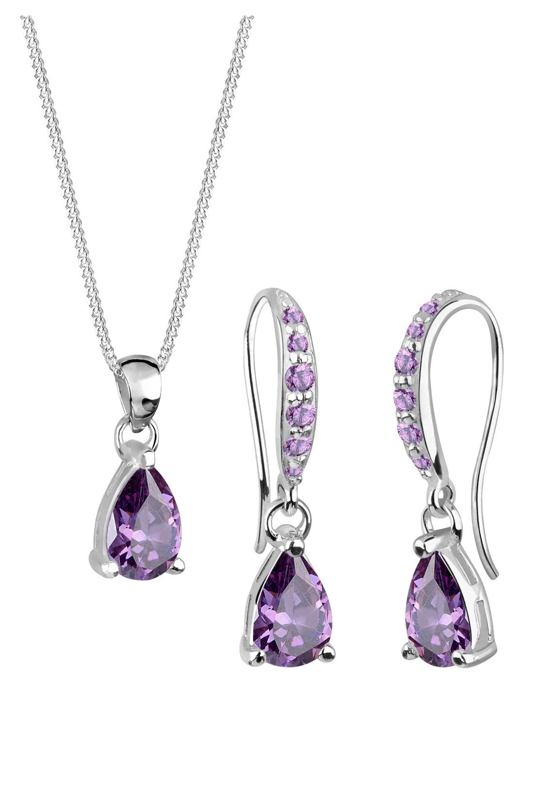 ELLI Schmuckset Ohrhänger Anhänger mit Zirkonia Tropfen aus 925 Sterling Silber Violett, Bild 1