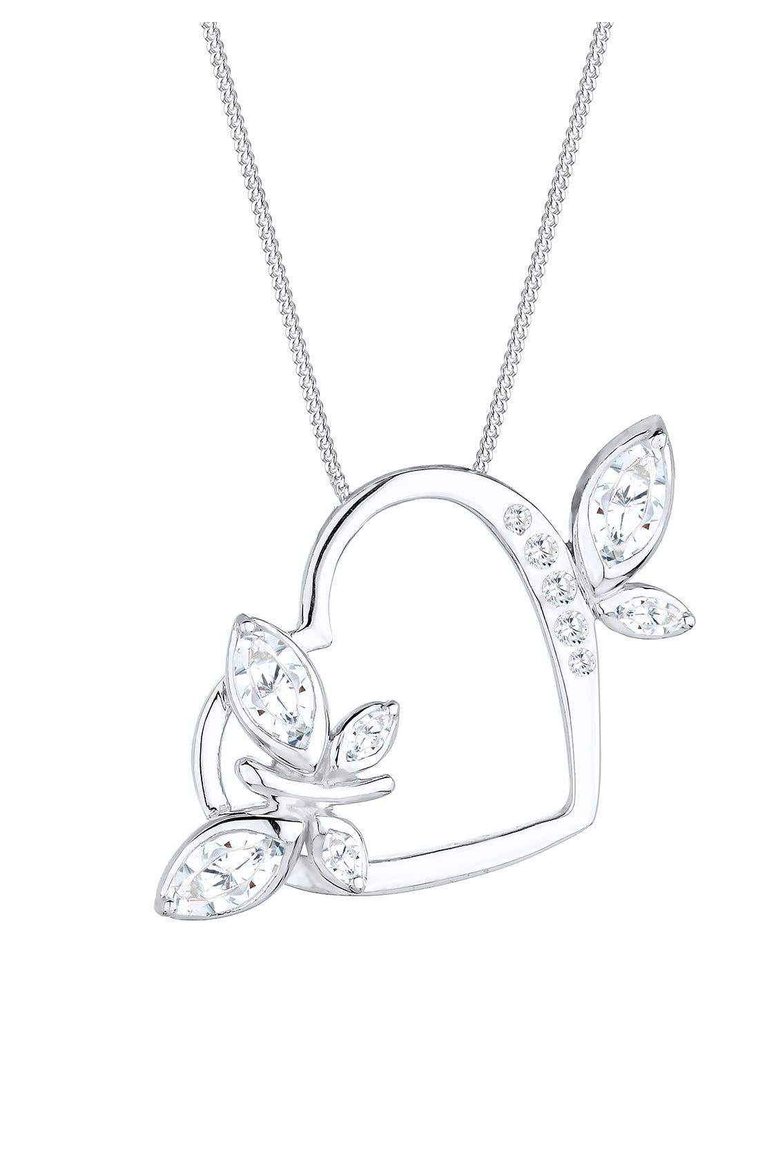 ELLI Kette Herz Schmetterling Zirkonia Weiß 925 Sterling Silber Weiß, Bild 1