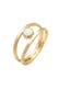 Ring Bandring Zweireihig Synthetischer Opal Weiß 925 Sterling Silber Gold