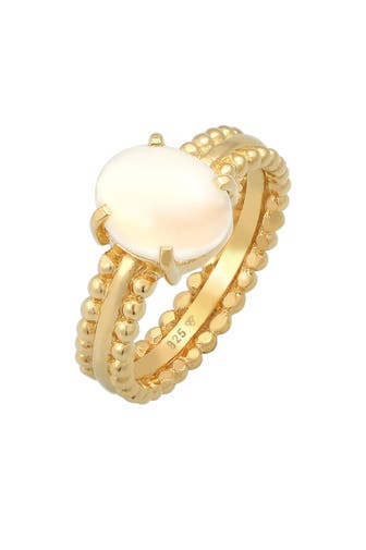 ELLI PREMIUM Ring Mondstein Edelstein Oval 925 Silber Gold