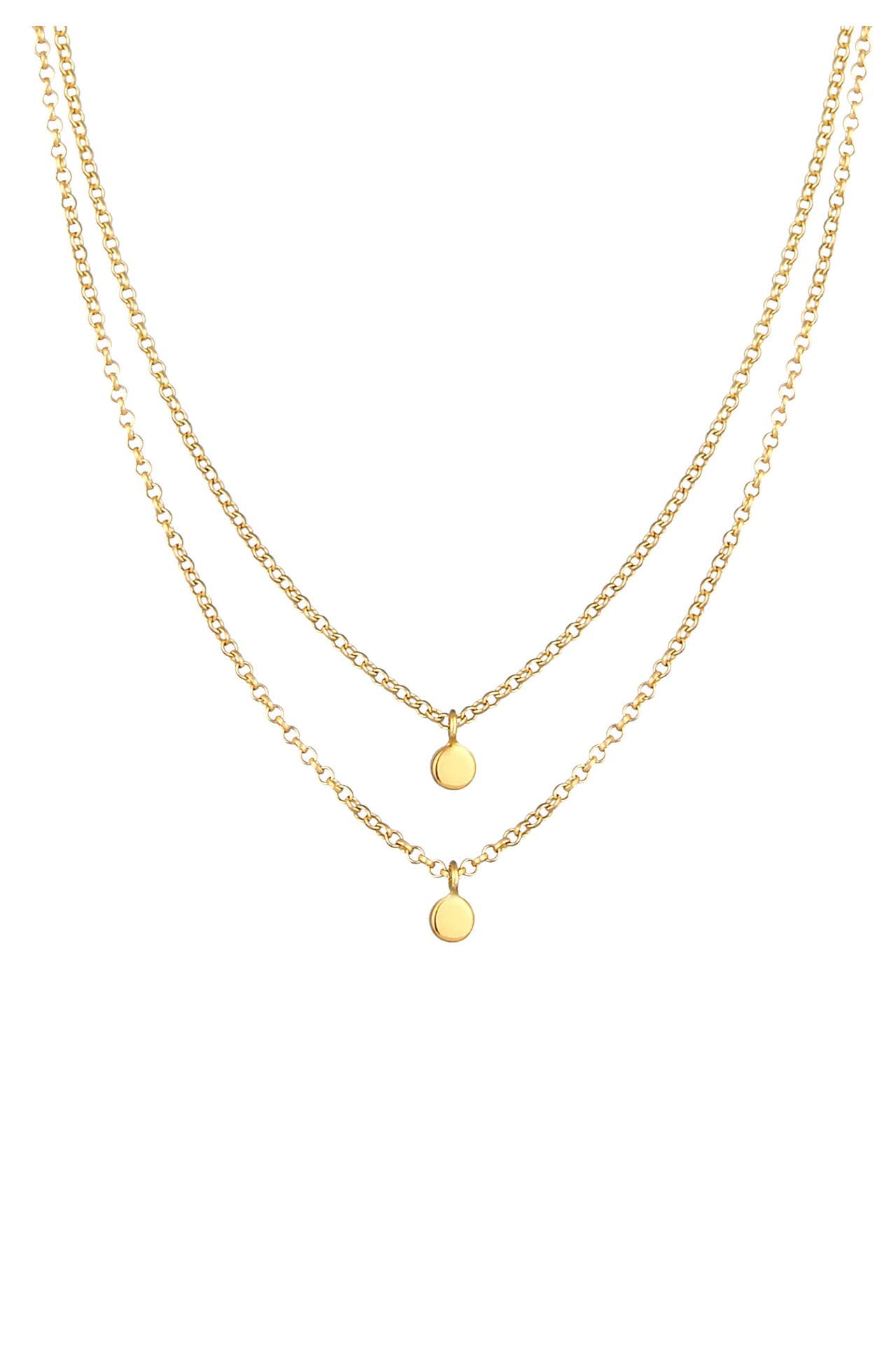 ELLI PREMIUM Kette 2-lagig Erbskette Layer Kreis Geo 375 Gelbgold Gold, Bild 1
