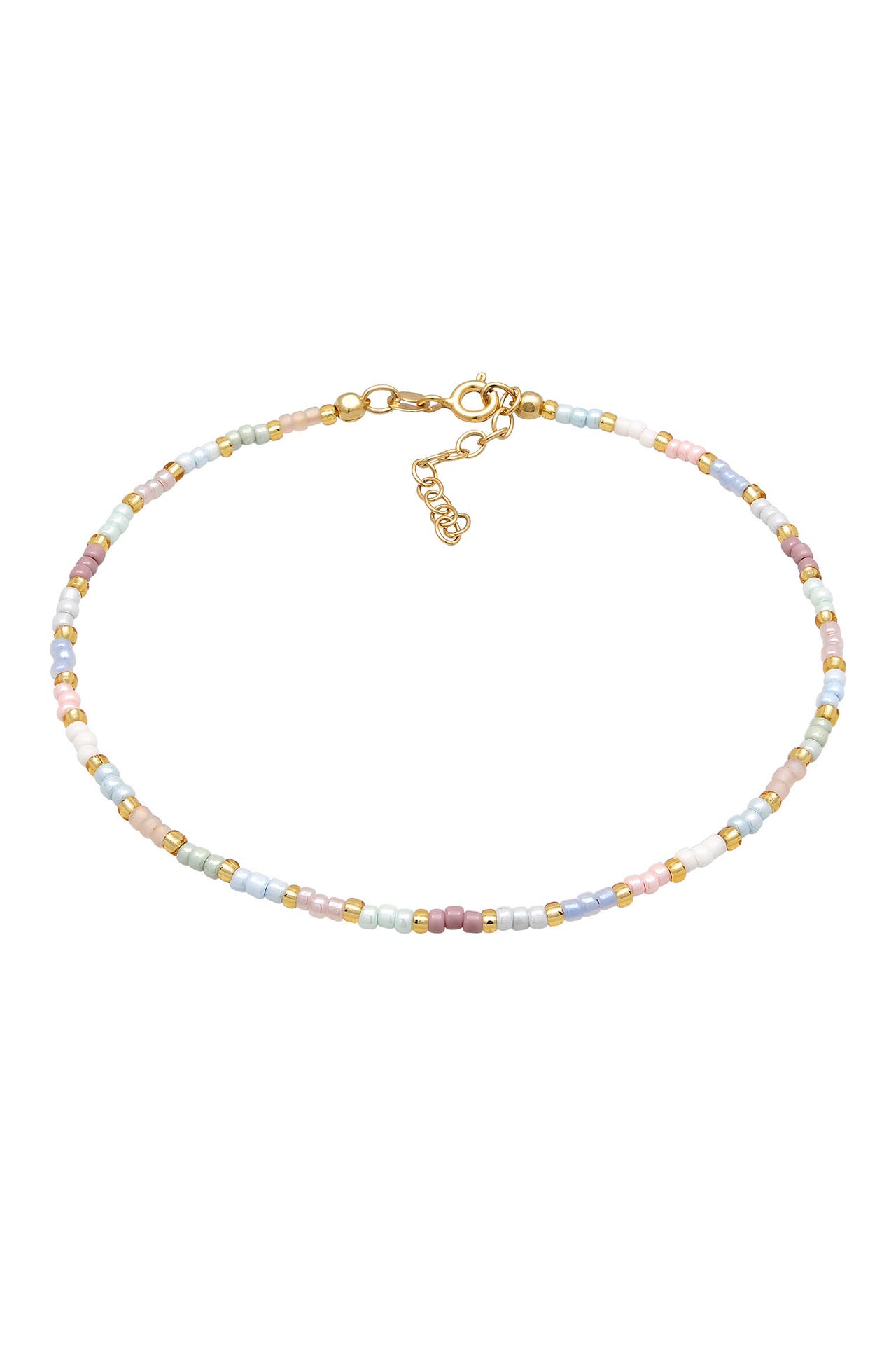 ELLI Fusskettchen Glasperlen Pastell Sommeraccessoire 925 Sterling Silber Gold, Bild 1