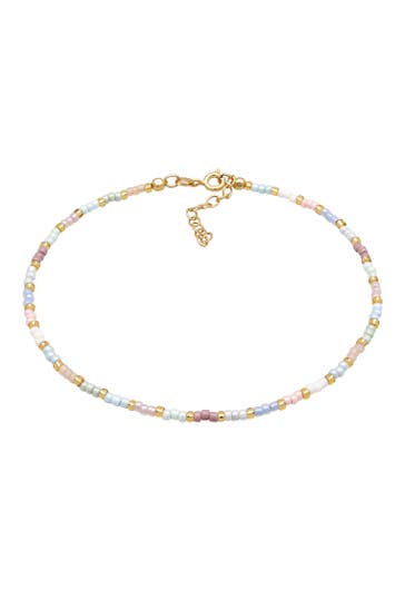ELLI Fusskettchen Glasperlen Pastell Sommeraccessoire 925 Sterling Silber Gold