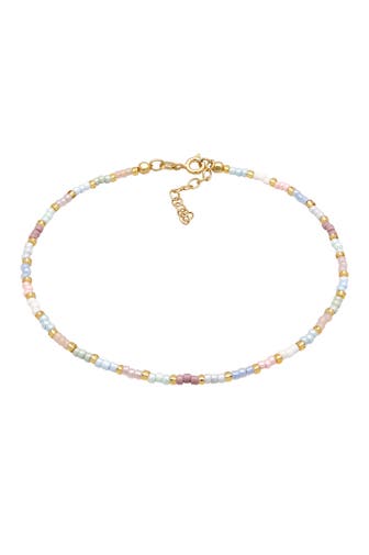 ELLI Fusskettchen Glasperlen Pastell Sommeraccessoire 925 Sterling Silber Gold