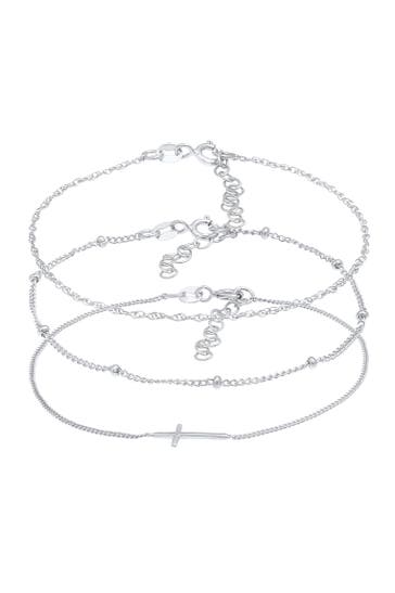 ELLI Armband Gedreht Kugel Kreuz Design (3 tlg.) 925 Silber Silber