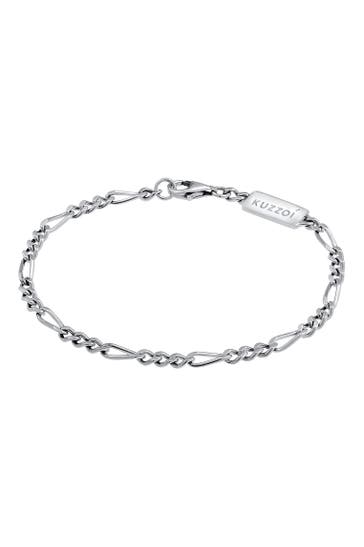 KUZZOI Armband Herren Figaro Massiv 925 Silber Schwarz