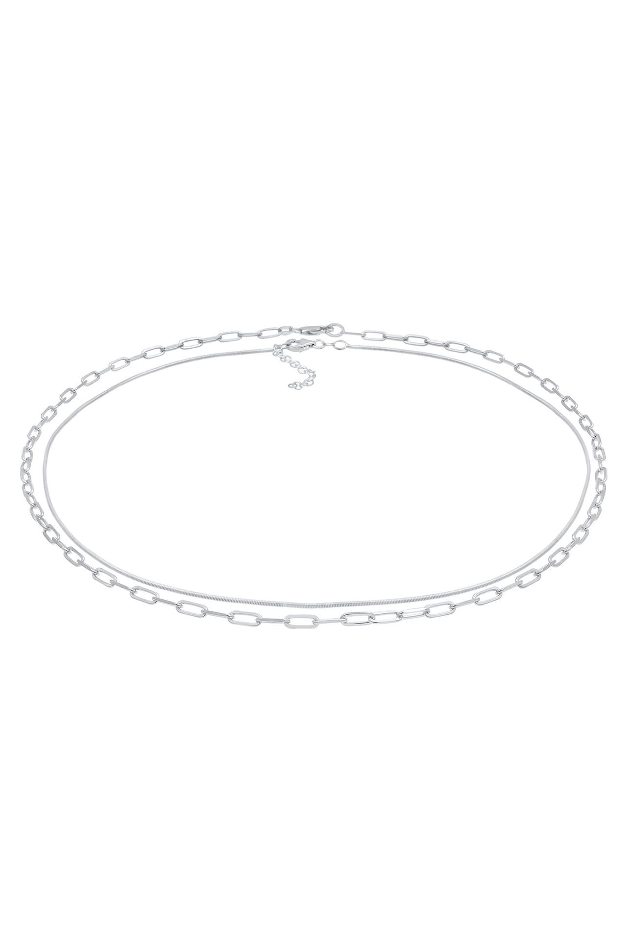 ELLI PREMIUM Kette Choker Set Basic Schlangen Gliederkette 925 Silber Silber, Bild 1