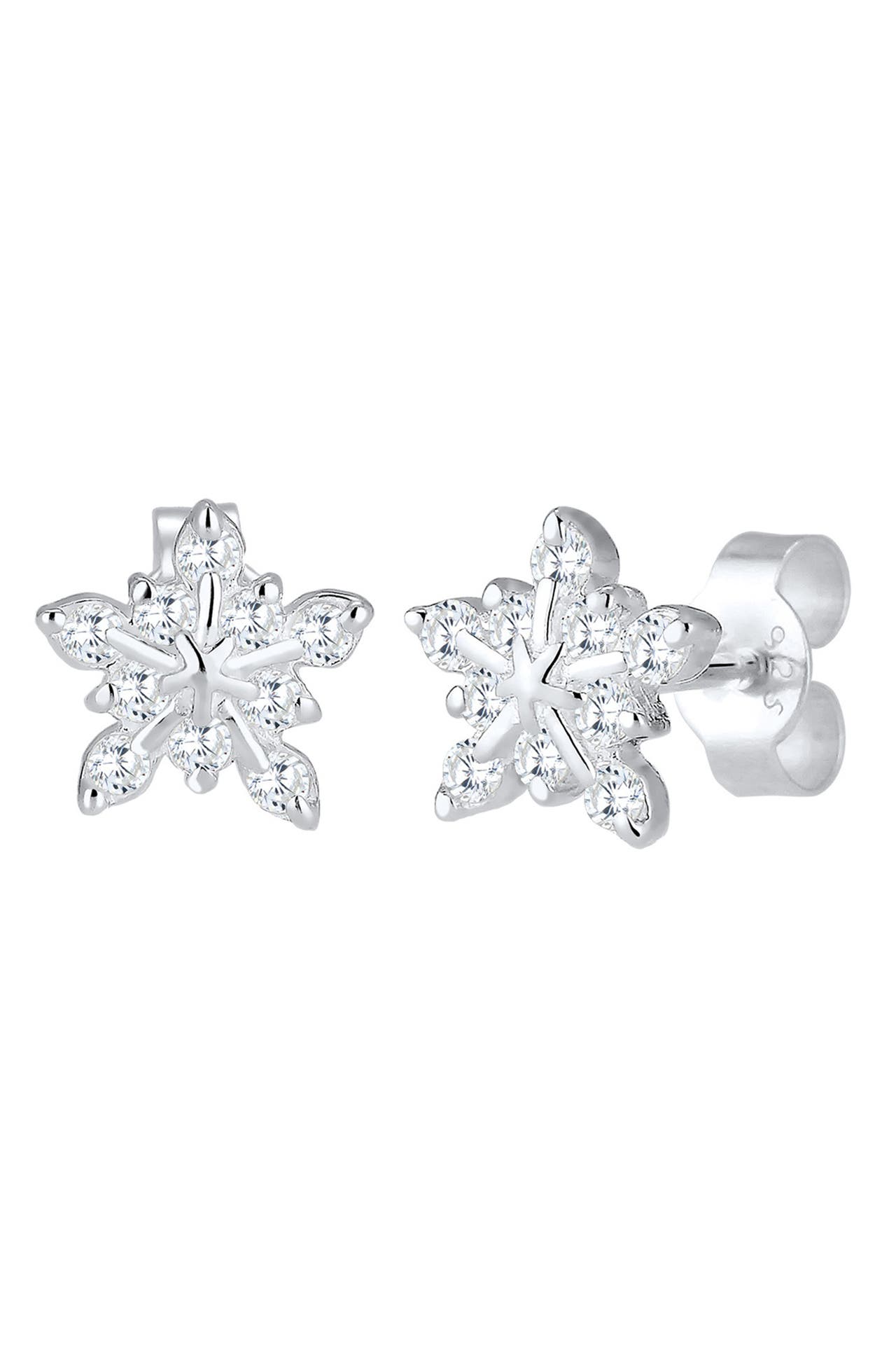 ELLI Ohrringe Schneeflocke Winter Zirkonia 925er Sterling Silber Silber, Bild 1