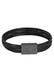 Armband Leder 6-reihig Magnet Basic 925 Silber oxidiert Schwarz