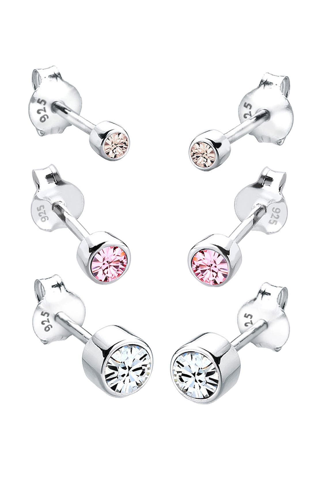 ELLI Ohrringe (Set, 6 tlg) rund 925 Silber, mit Kristallen von Swarovski® Silber, Bild 1