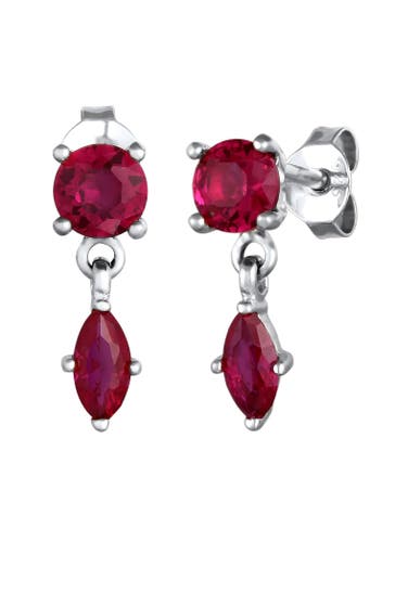 ELLI PREMIUM Ohrringe Ohrhänger Rubin Rot 925 Sterling Silber Silber