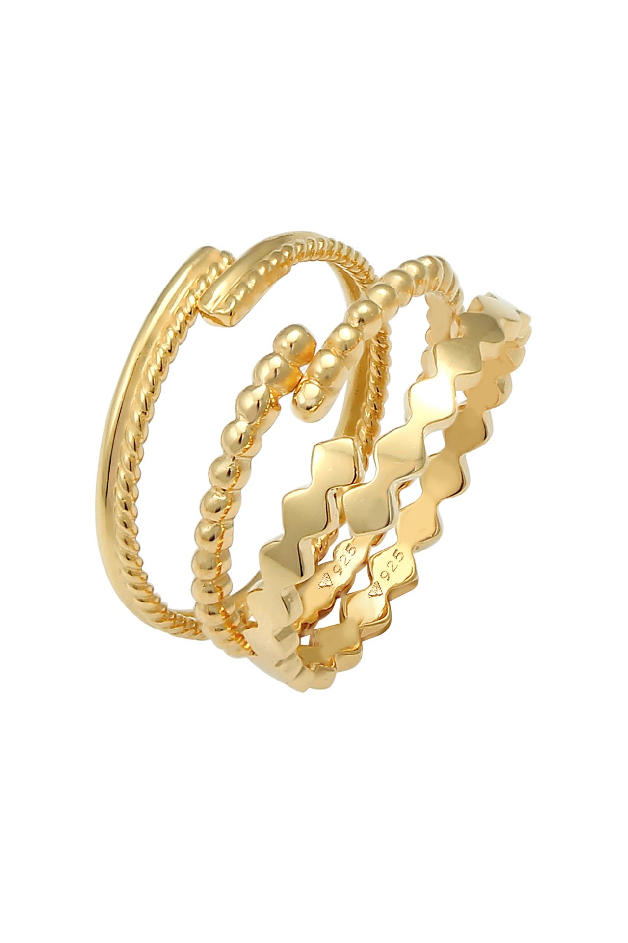 ELLI Ring Kugel Twist Geo Offen Set (3 tlg) 925 Silber Gold, Bild 1