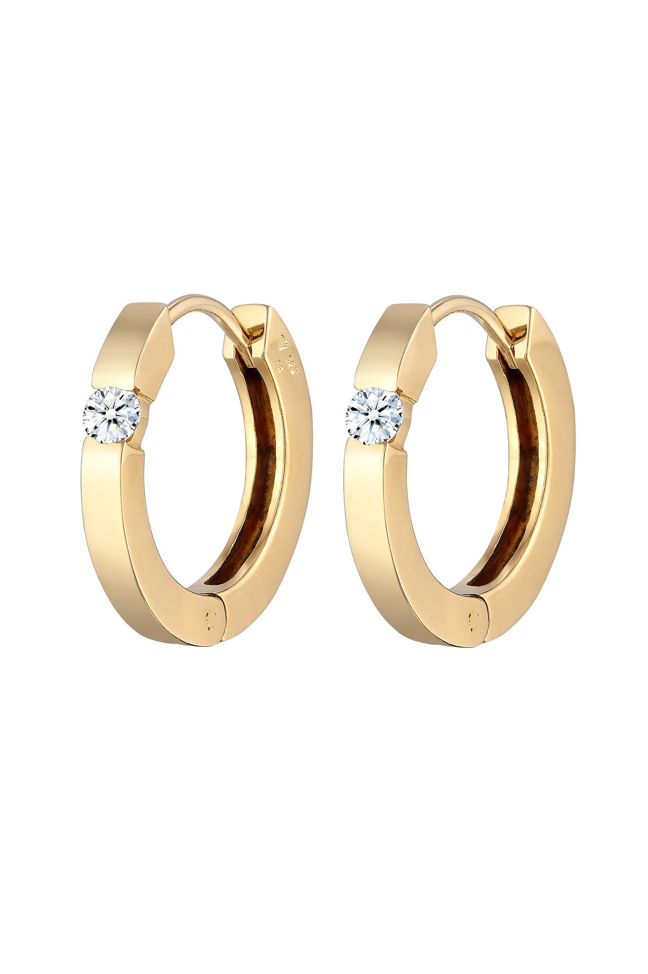 ELLI DIAMONDS Ohrringe Creolen Diamant (0.22 ct.) Eleganz 925 Silber Gold, Bild 1