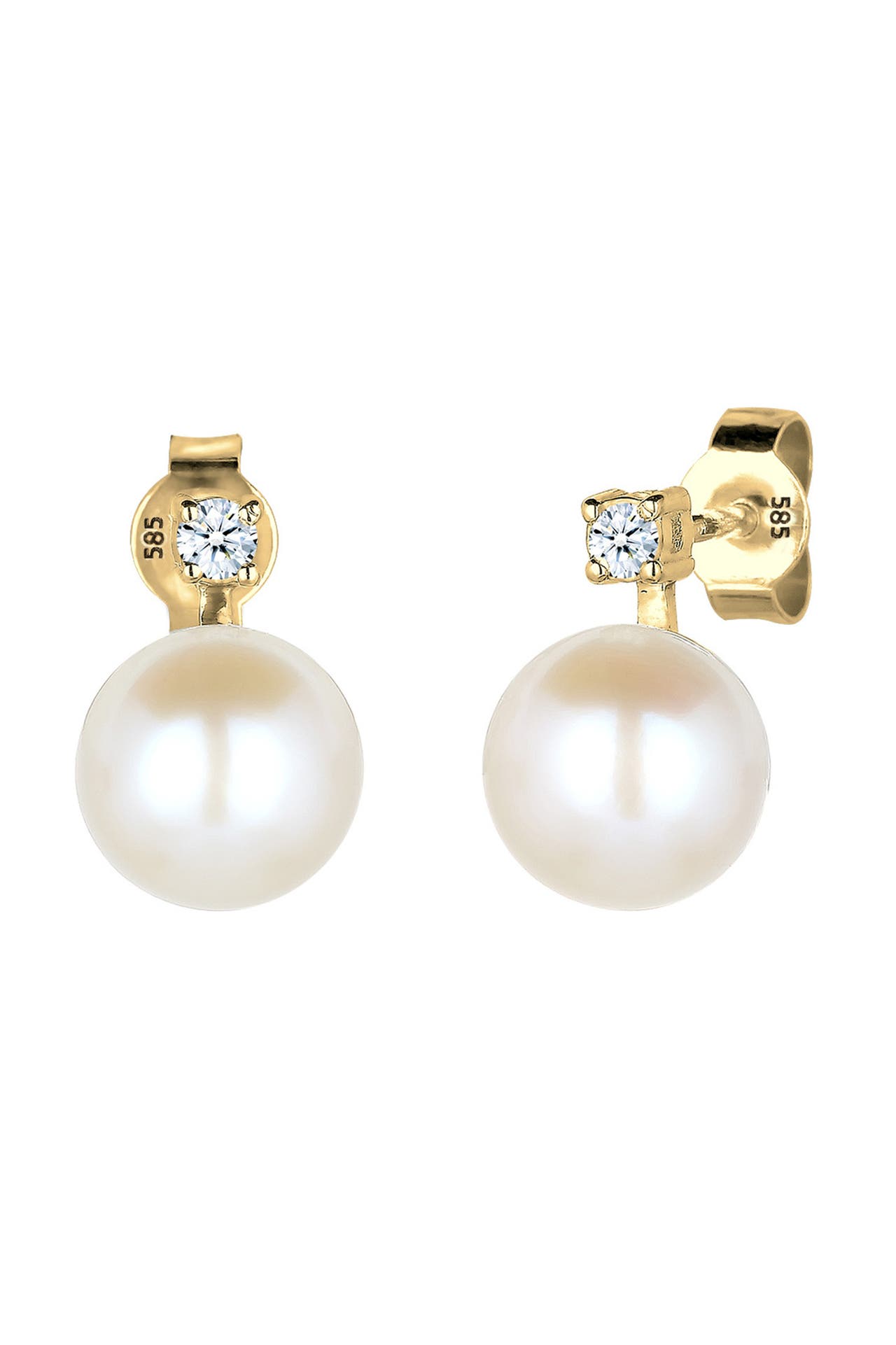ELLI DIAMONDS Ohrringe Ohrstecker Süßwasserzuchtperlen Diamant (0.06 ct) 585 Gelbgold Weiß, Bild 1