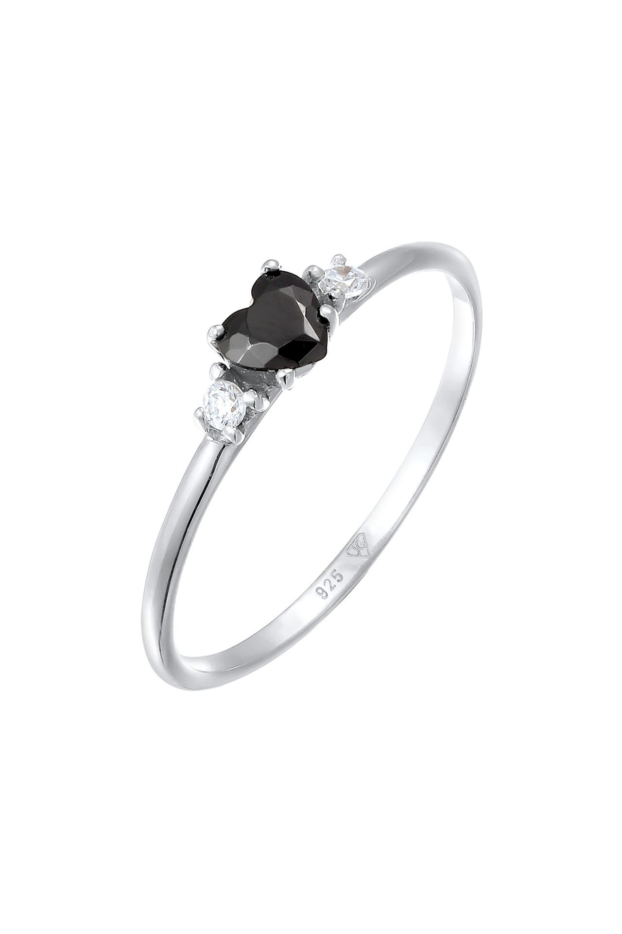 ELLI Ring Herz Zirkonia Schwarz Liebe 925 Sterling Silber Silber, Bild 1