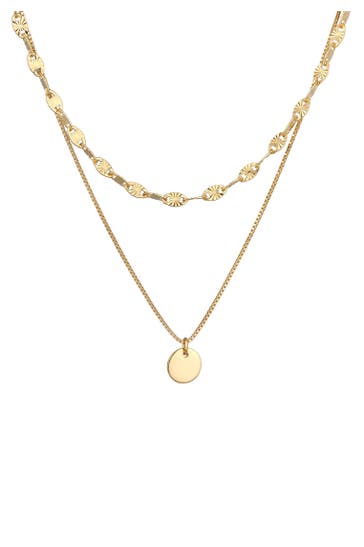 ELLI PREMIUM Kette Layer Panzer Plättchen Stern Finish 925 Silber Gold