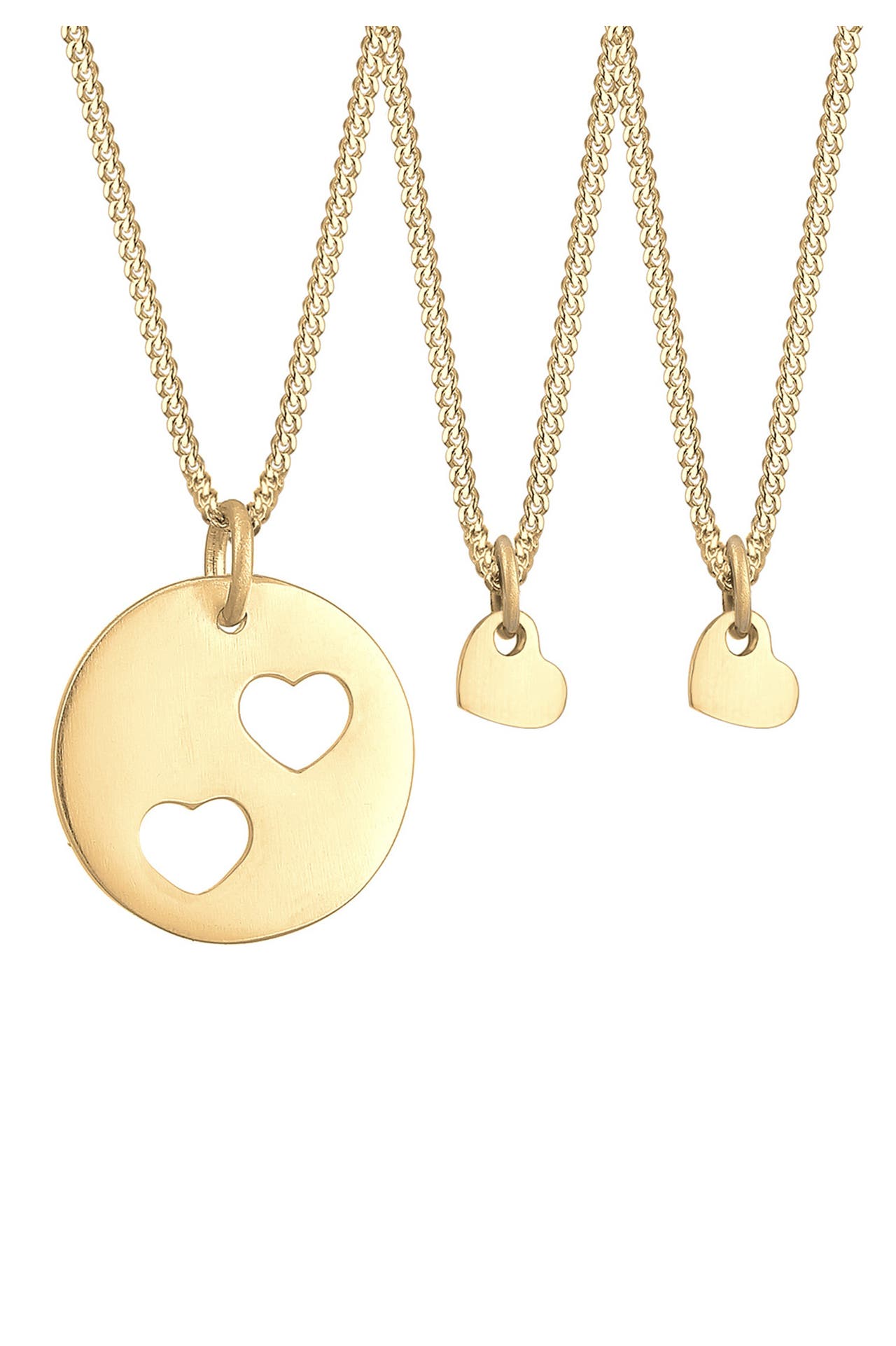 ELLI Kette Trio Herz Mutter Kind Cut Out Herz Set 925 Sterling Silver Gold, Bild 1