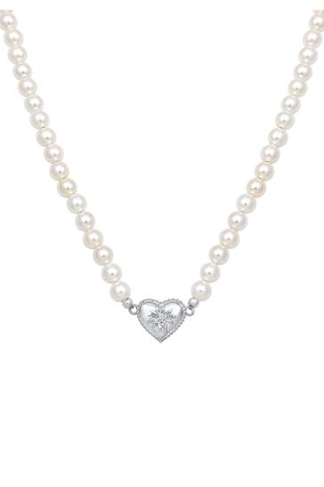 ELLI Kette Elli Halskette Choker Perle Herz Edelweiss 925 Silber Silber