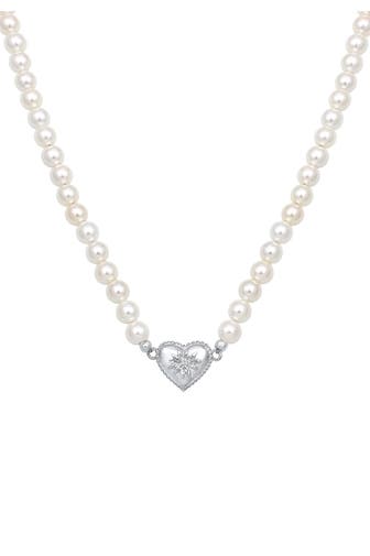 ELLI Kette Elli Halskette Choker Perle Herz Edelweiss 925 Silber Silber