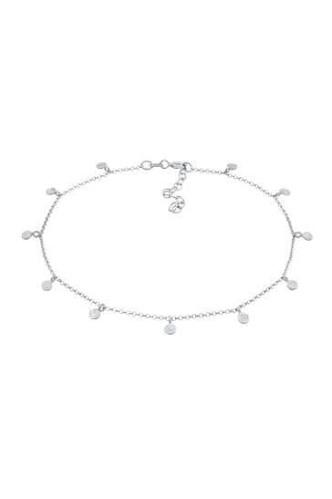 ELLI Fusskettchen Plättchen Organic Look 925 Silber Silber