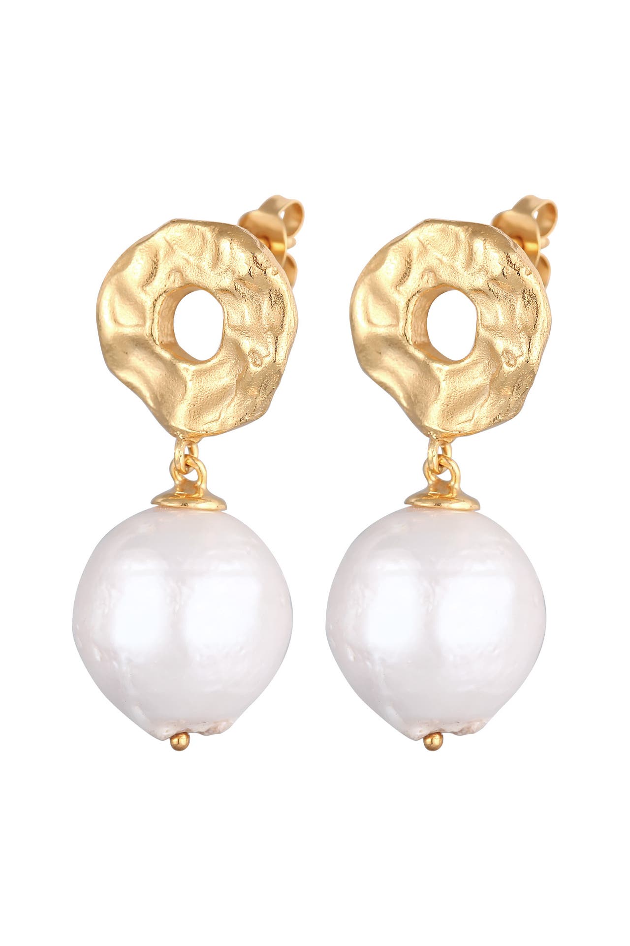 ELLI PREMIUM Ohrringe Hänger Barock Süßwasserperle Disc 925 Silber Gold, Bild 1