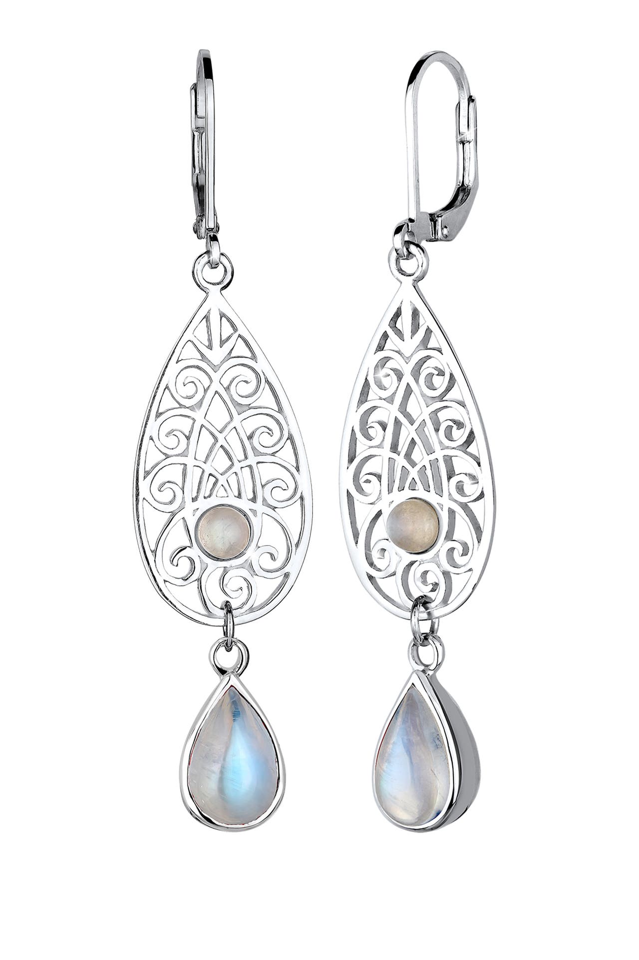 ELLI Ohrringe Mondstein Tropfen Ornamente 925 Silber Weiß, Bild 1