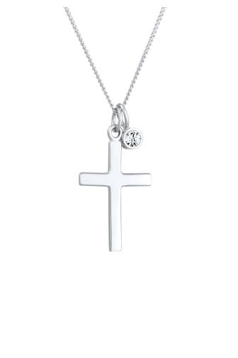 ELLI Kette Kreuz 925 Silber, mit Kristallen von Swarovski® Silber