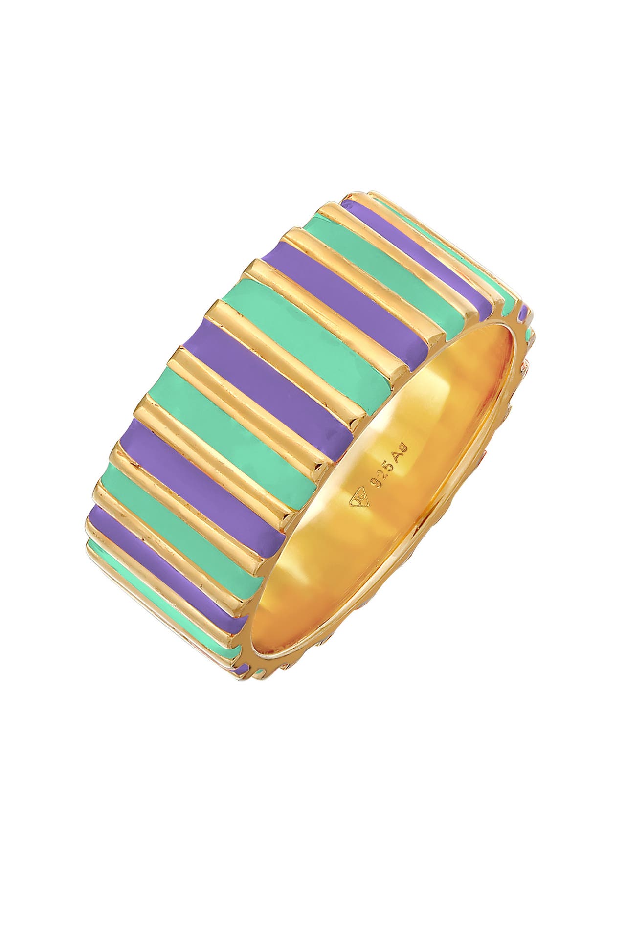 ELLI Ring Bandring Relief Rillen Emaille 925 Silber Violett, Bild 1