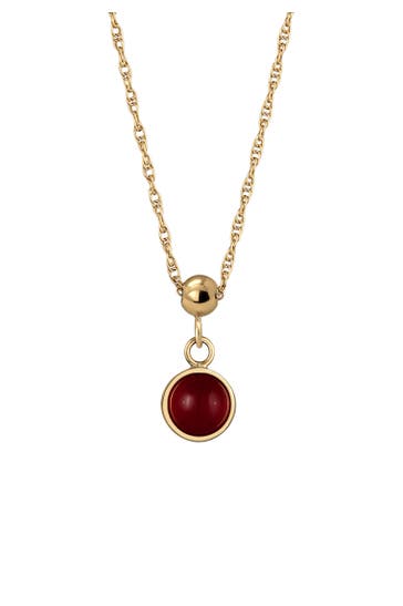 ELLI PREMIUM Kette Geburtsstein Edelstein Solitär 925 Sterling Silber vergoldet Orange