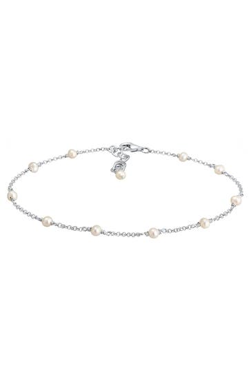 ELLI Fusskettchen Fußkette mit Süßwasserzuchtperle 925 Silber Silber