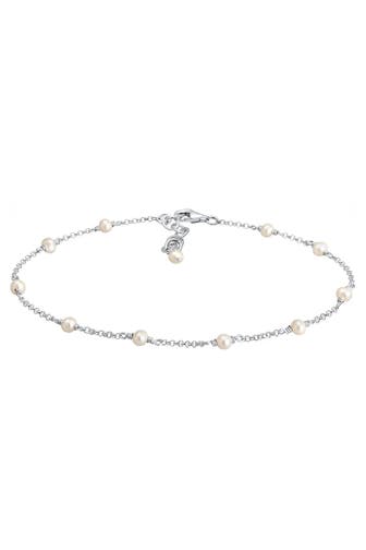 ELLI Fusskettchen Fußkette mit Süßwasserzuchtperle 925 Silber Silber
