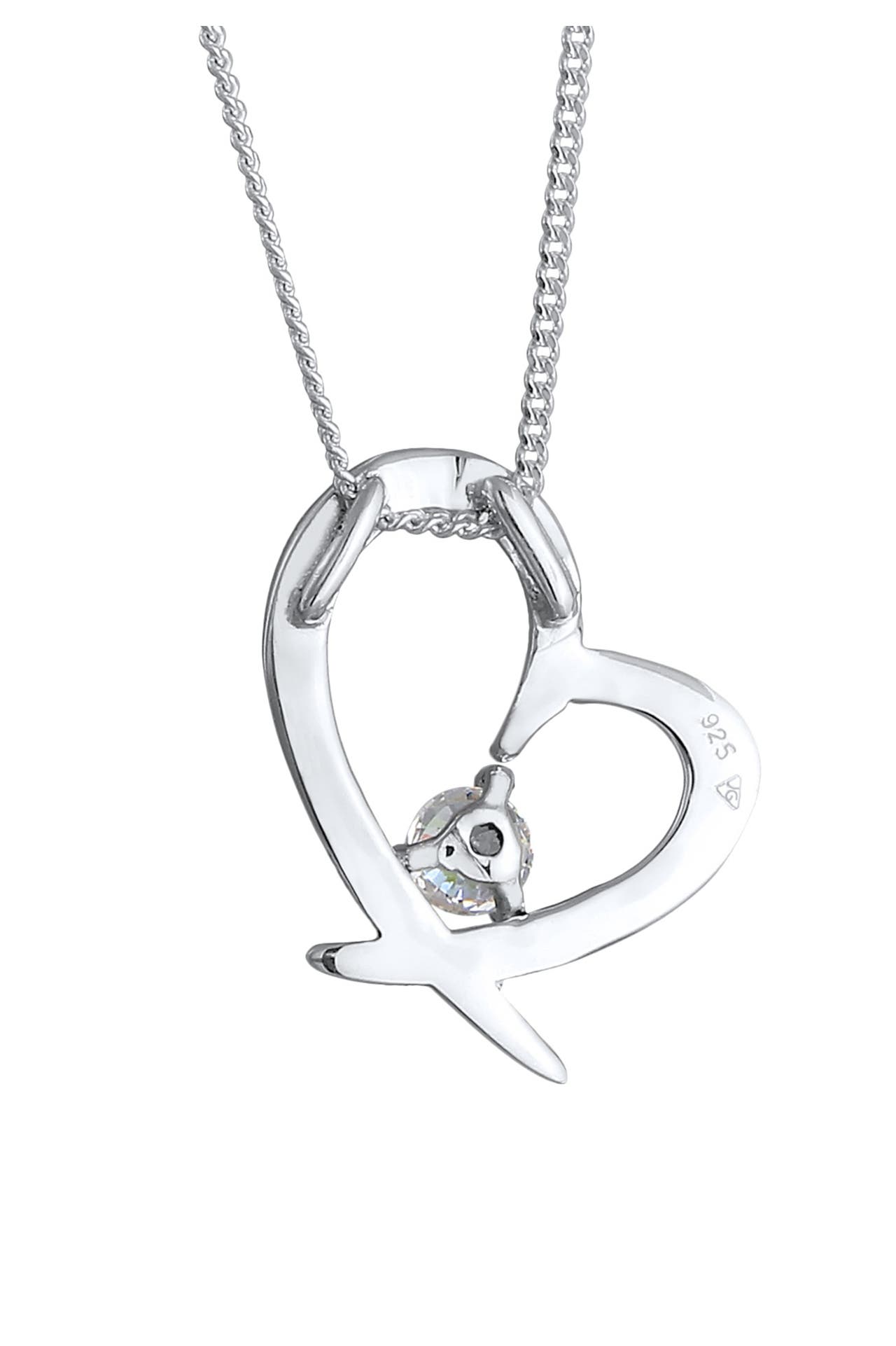 ELLI Kette Herz Geschwungen Zirkonia 925 Silber Weiß, Bild 1