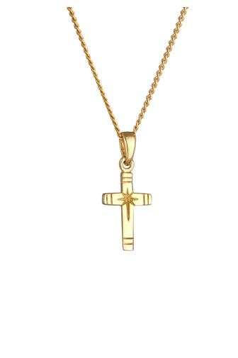 ELLI PREMIUM Kette Kreuz Anhänger 585 Gelbgold Gold