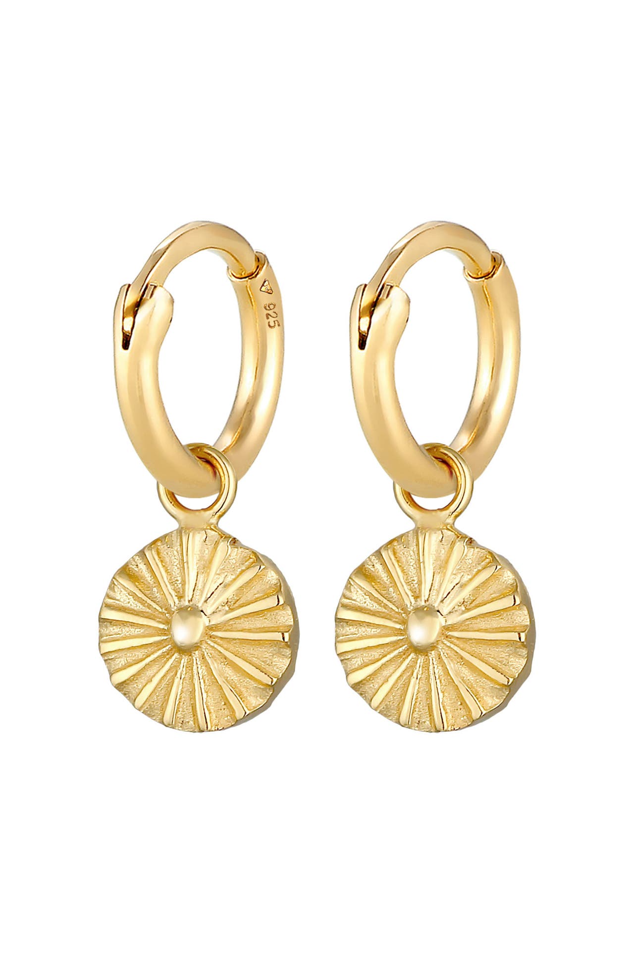 ELLI Ohrringe Creolen Einhänger Plättchen Sonne Antik 925 Silber Gold, Bild 1