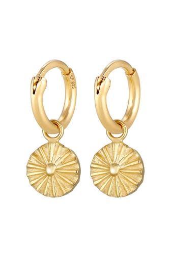 ELLI Ohrringe Creolen Einhänger Plättchen Sonne Antik 925 Silber Gold