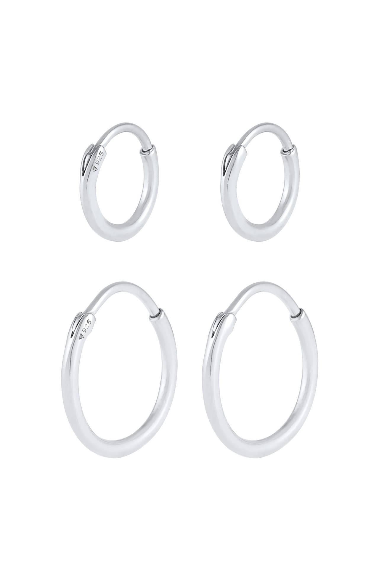 KUZZOI Ohrringe Herren Creolen Basic (4 tlg) 925 Silber, Bild 1