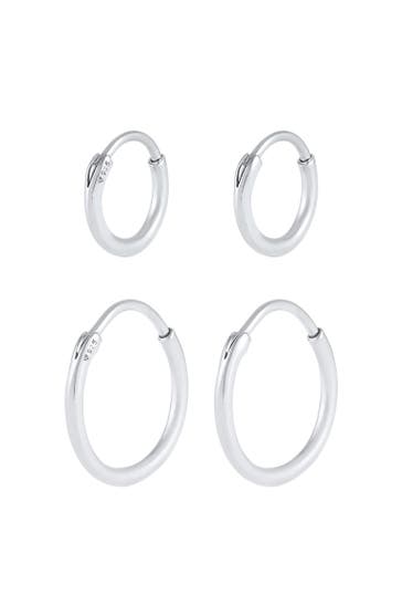 KUZZOI Ohrringe Herren Creolen Basic (4 tlg) 925 Silber