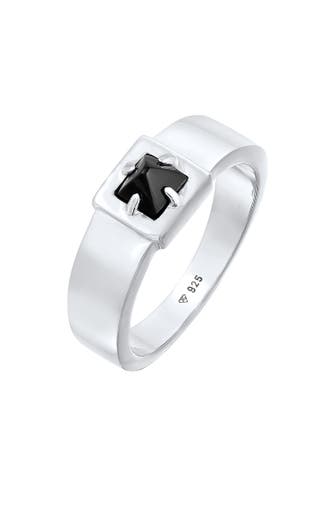 KUZZOI Ring Herren Bandring Onyx Pyramide 925 Silber Silber