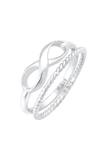 ELLI Ring Infinity Bandring Gedreht Stapelring Set 925 Silber Silber
