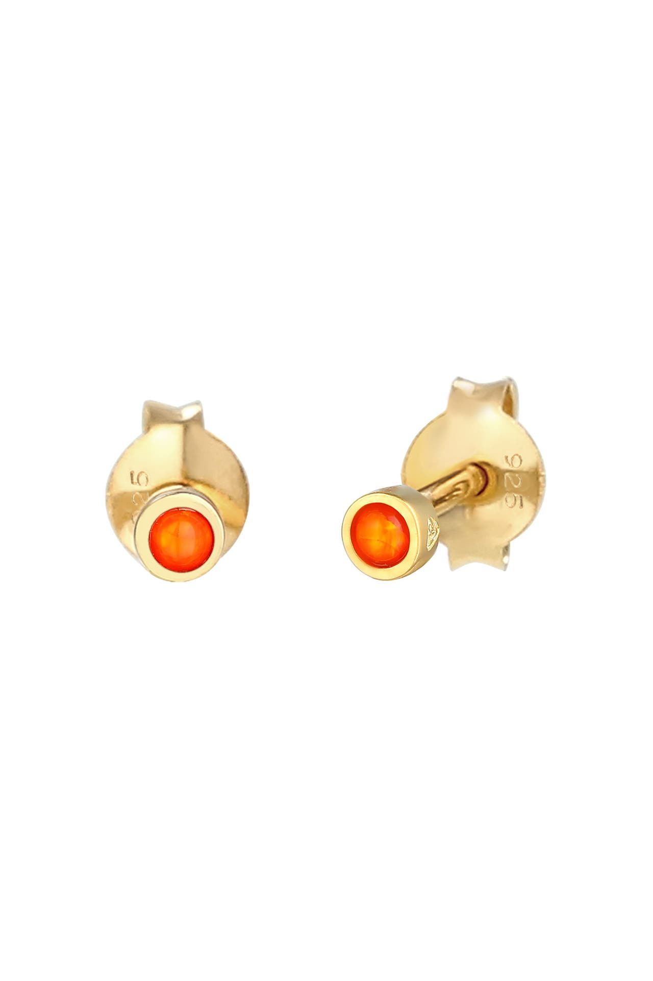 ELLI Ohrringe Stecker Rund Opal Synthetisch Orange 925 Silber Gold, Bild 1