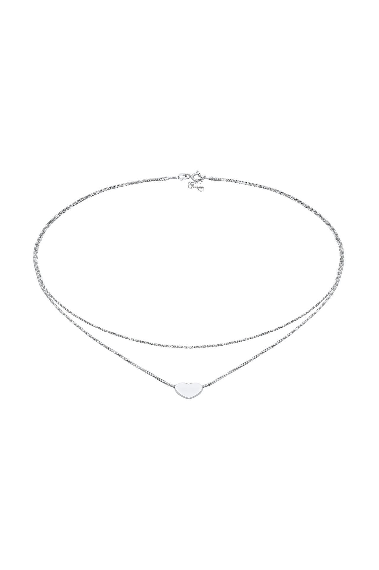 ELLI Kette Choker Layer Look Herz Trend 925 Silber Silber, Bild 1