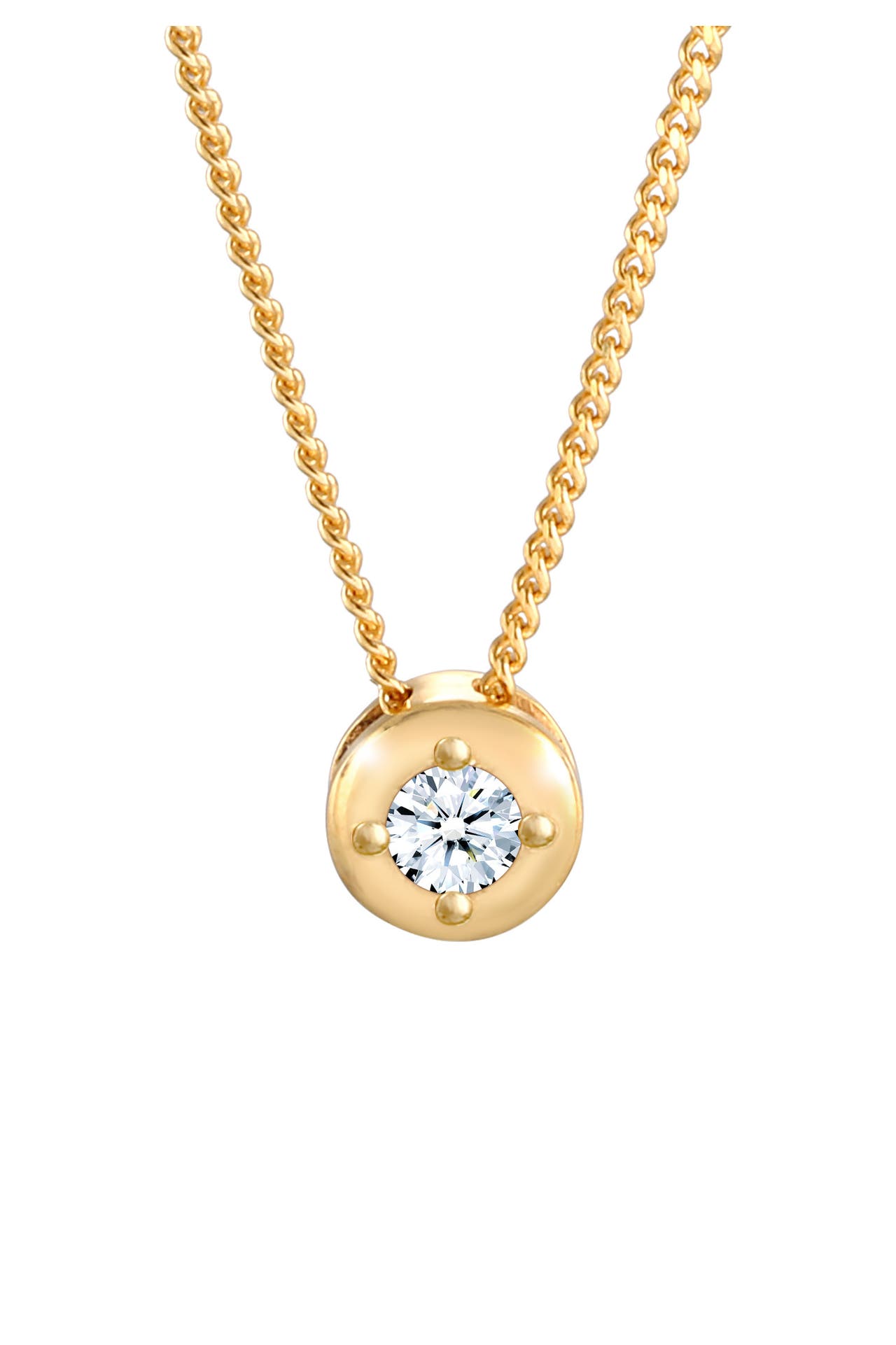 ELLI DIAMONDS Kette Diamant 0.11ct. Solitär Klassik Glanz 925 Silber Gold, Bild 1