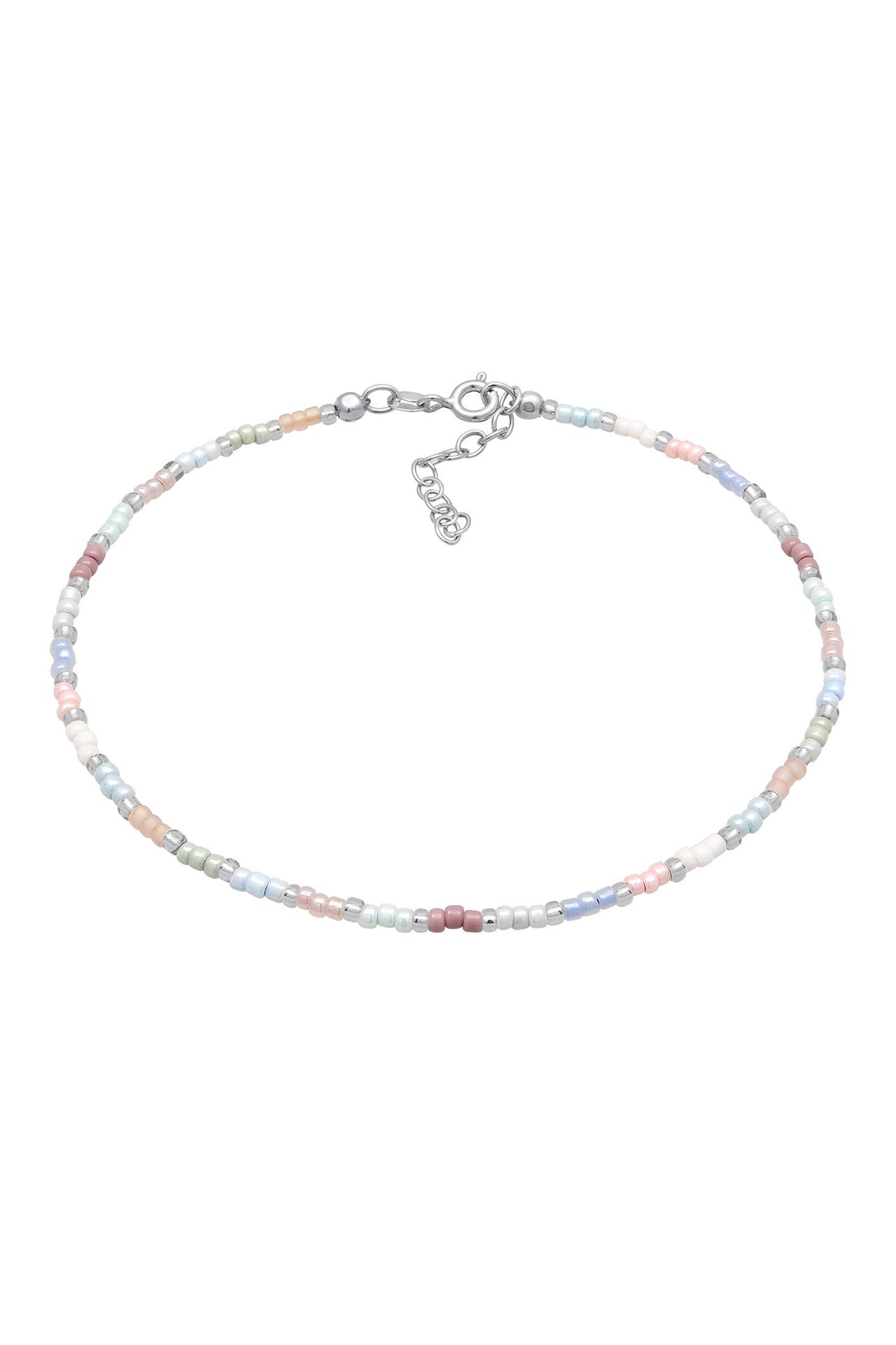 ELLI Fusskettchen Glasperlen Pastell Sommeraccessoire 925 Sterling Silber Silber, Bild 1