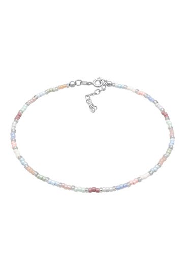 ELLI Fusskettchen Glasperlen Pastell Sommeraccessoire 925 Sterling Silber Silber