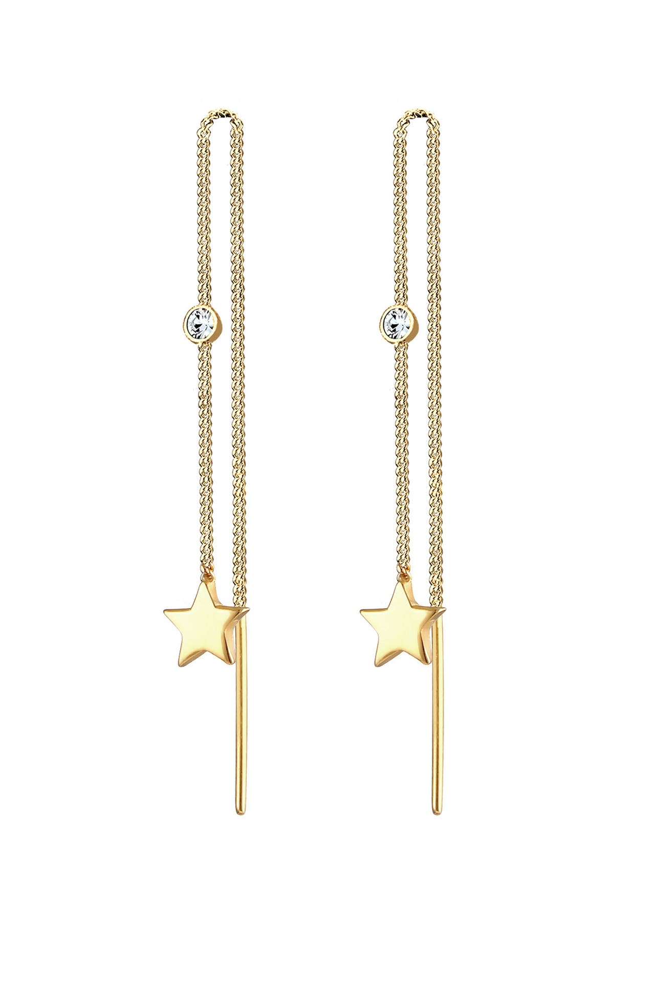 ELLI Ohrringe Sterne Durchzieher 925 Silber, mit Kristallen von Swarovski® Gold, Bild 1