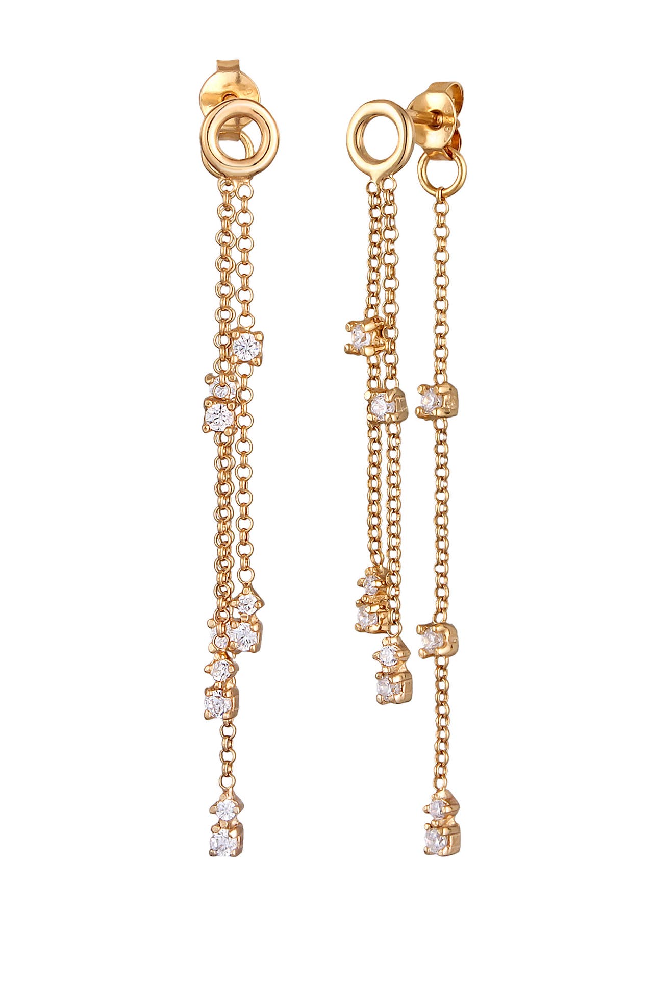 ELLI Ohrringe Ohrhänger Zirkonia Ketten Design 925 Silber Gold, Bild 1