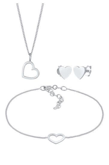 ELLI Schmuckset Herz Liebe Cut Out Trend Valentinstag 925 Silber Silber
