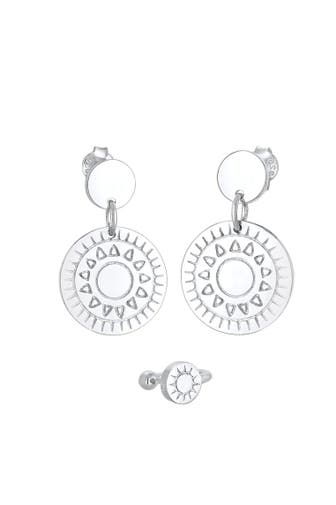 ELLI Ohrringe Ornament Plättchen Earcuff 2er Set 925 Silber Silber