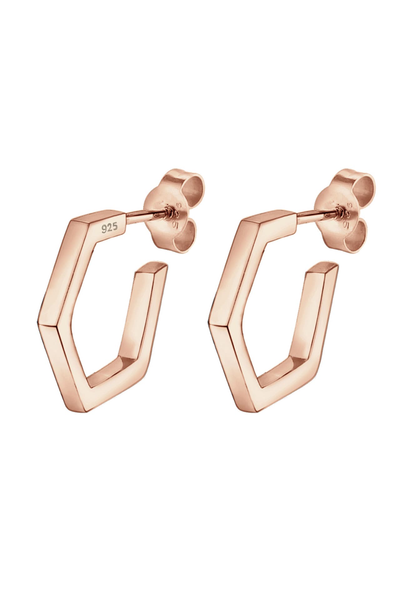 ELLI Ohrringe Creole Hexagon Geo Minimal 925 Silber Rosegold, Bild 1