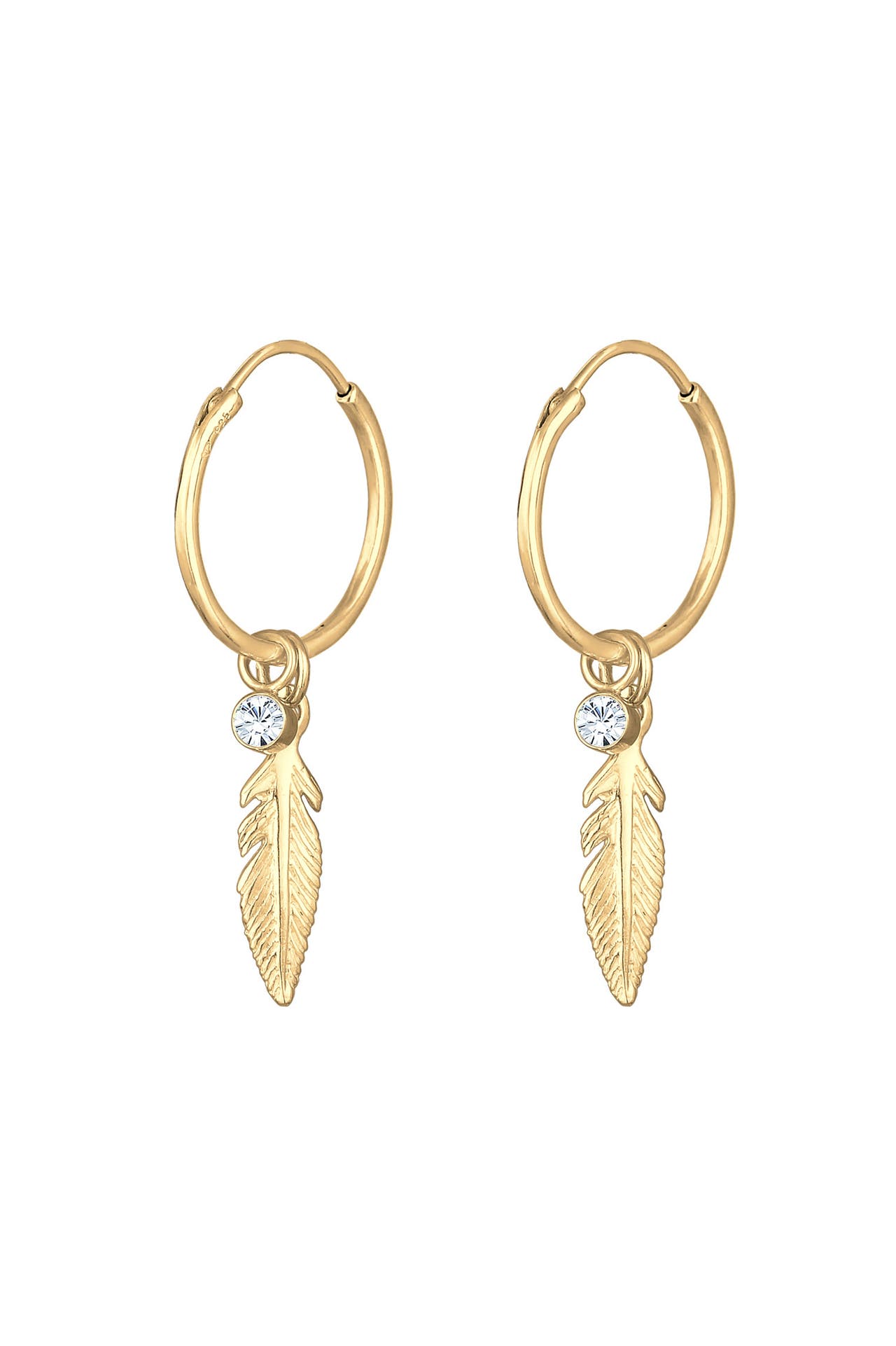 ELLI Ohrringe Creole Feder Einhänger 925 Silber, mit Kristallen von Swarovski® Gold, Bild 1